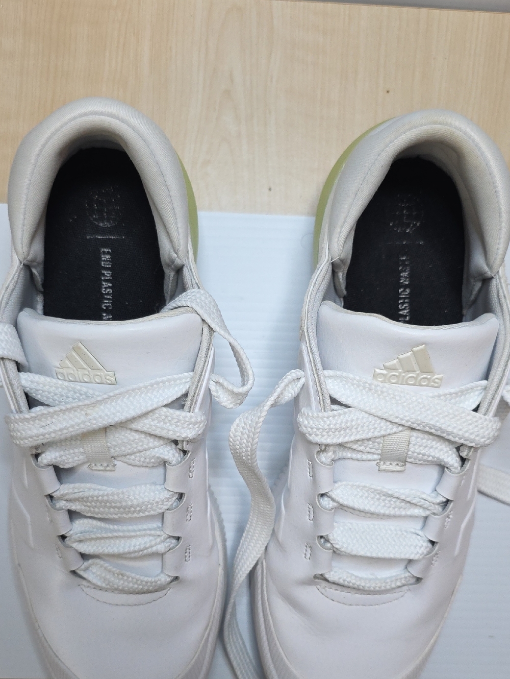 adidas COURT FUNK WOMENS White/ chatreuse Low-Top Leather Sneakers Size 10w - Picture 2 of 9